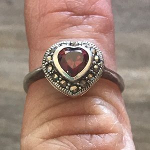 925 Silver Red Heart Ring